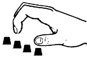 Правильное расположение пальцев относительно клавиатуры
