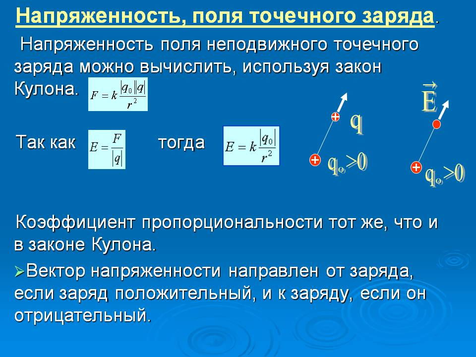 Презентация электрическое поле напряженность 10 класс