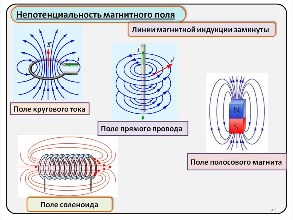 Укажите правильный вариант изображения линий магнитной индукции проводника с током текущим